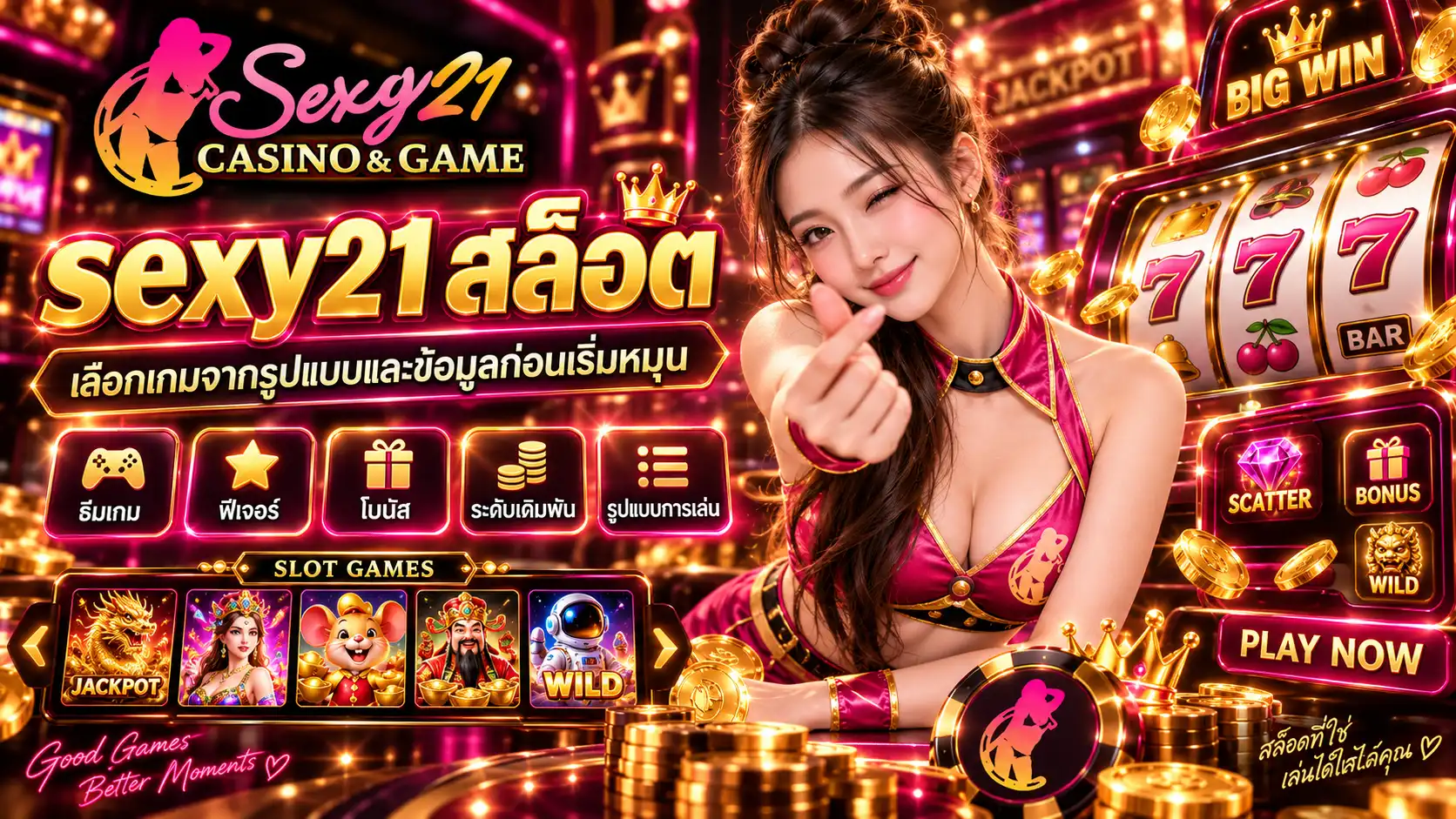 sexy21 สล็อต เลือกเกมจากรูปแบบและข้อมูลก่อนเริ่มหมุน